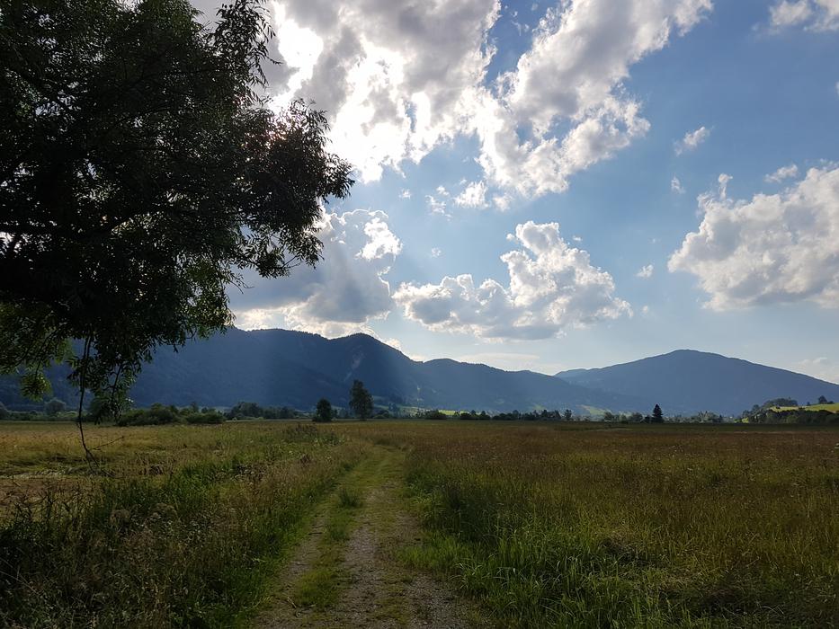 clouds background field field mountain view