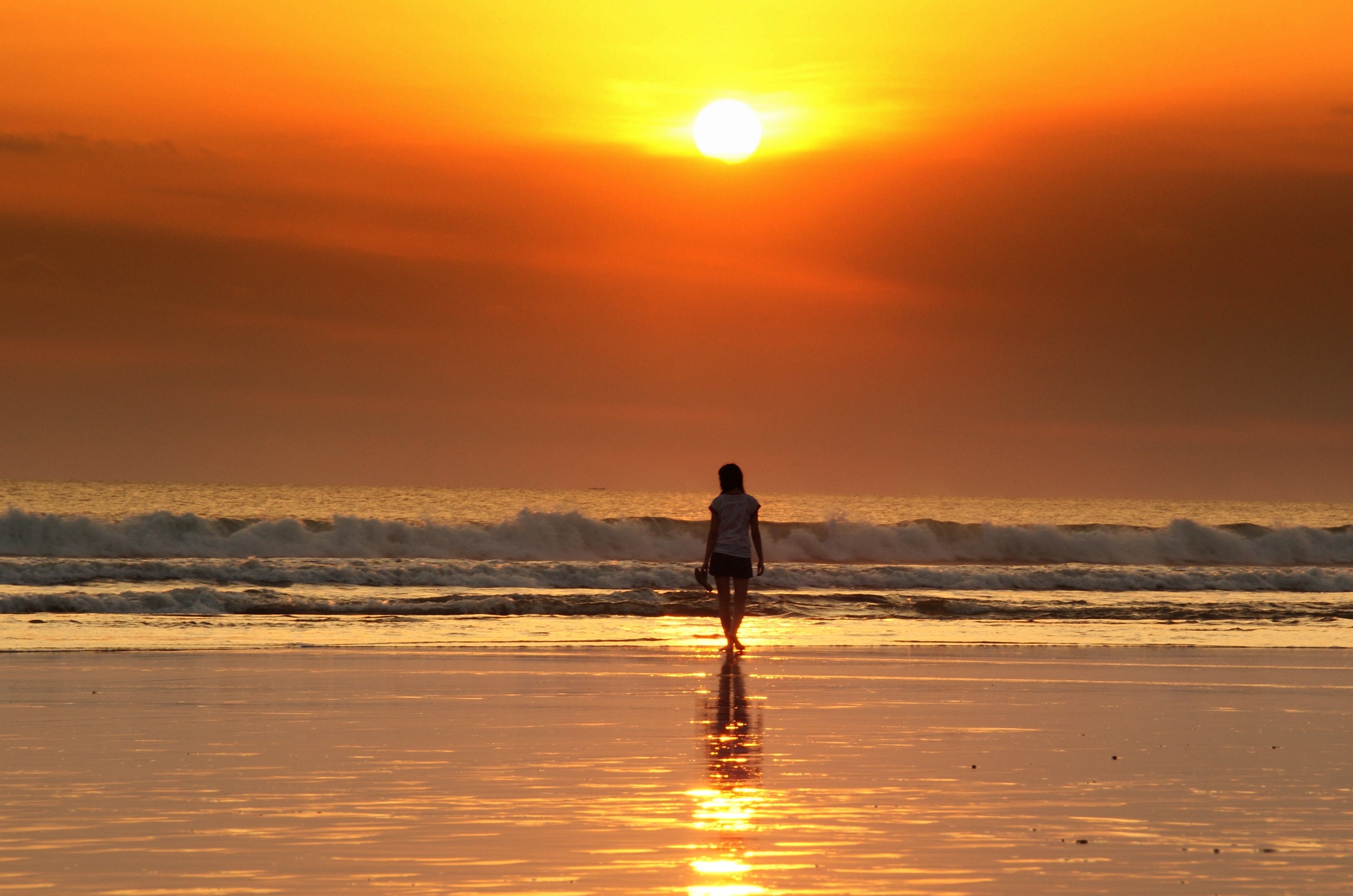 Sunset Woman Beach free image download