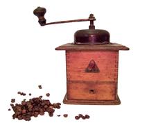 aromatic beans with a coffee grinder