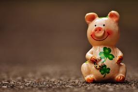 Lucky Pig Figure pink ceramic