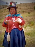 lovely woman with the knitting threads