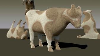 white and brown cattle, 3d render