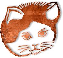 drawing of the head of a ginger cat on a white background