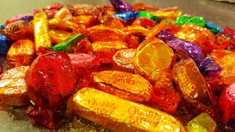 candy in colored wrappers