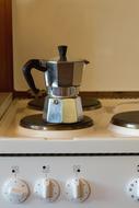 iron kettle on the stove