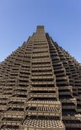 Plastic boxes lined up in a pyramid