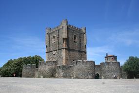 ruined old castle with towers