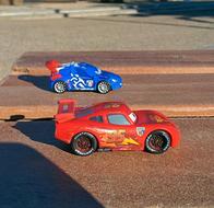 colored cars on the track