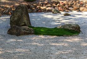zen stones with moss