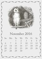 november 2016 calendar drawing