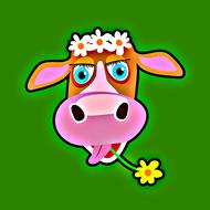 cartoon cow head with floral wreath