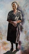watercolor drawing of an old woman