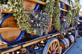 decorated barrels with flowers