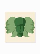 green tiles faces geometric shades