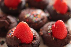 Strawberries in cupcakes