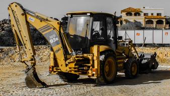 yellow construction machines