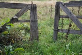 old wooden fence in the field