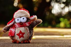 Owl Plush bird on a blurred background