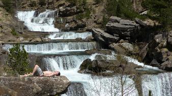 water cascade in ordesa valley, Spain