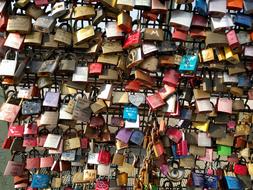 a big wall of colored locks