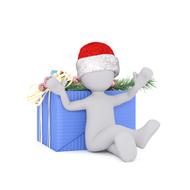 Christmas model of a man with a box of presents