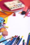School Supplies, Colorful background with copy space