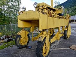 yellow car in the yard