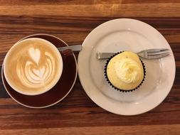 cream dessert with coffee