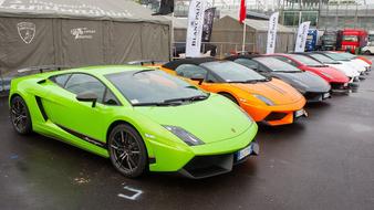 colored cars in the parking lot