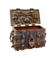 wooden treasure chest with lock