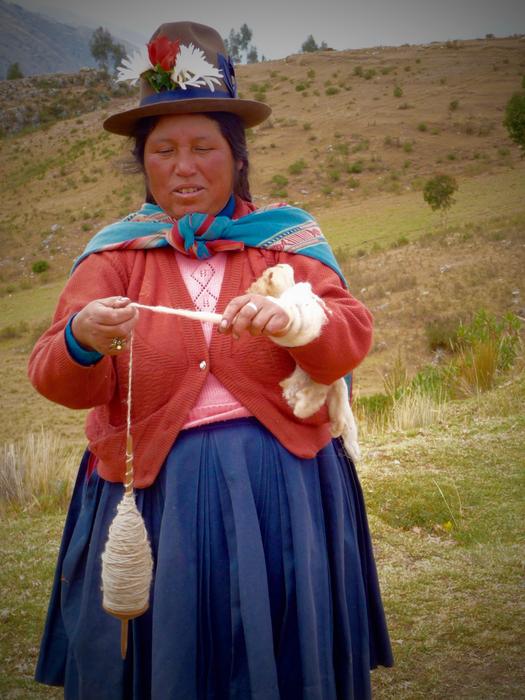 lovely woman with the knitting threads