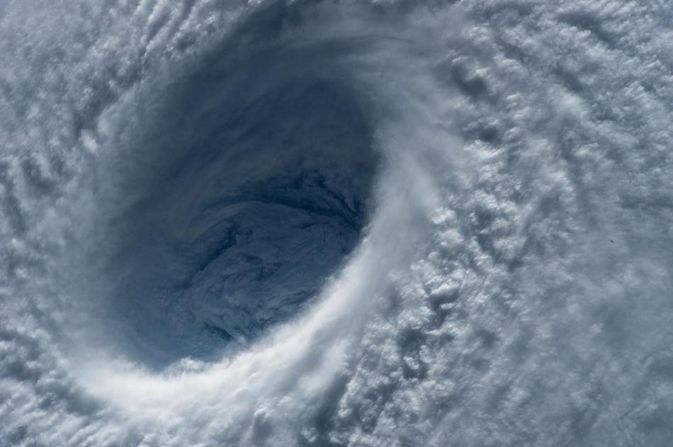 an aerial tornado of clouds