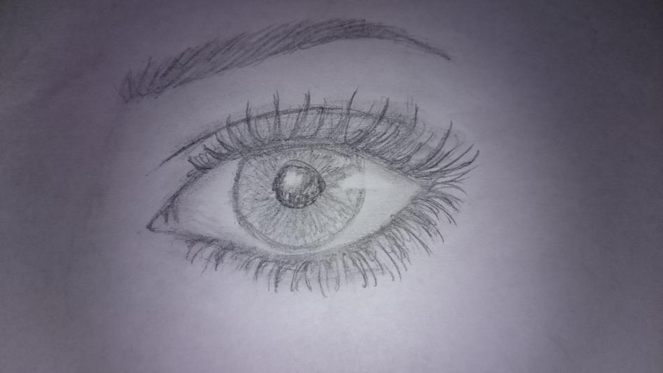 drawing of a girl eye green