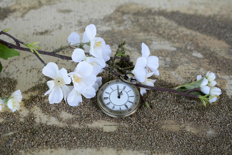 pocket watch decorated with white