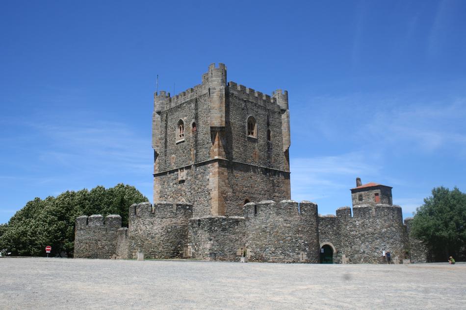 ruined old castle with towers