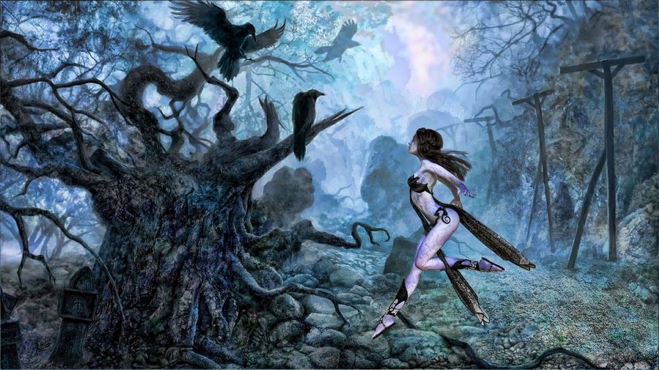 ravens crown woman fairy garden