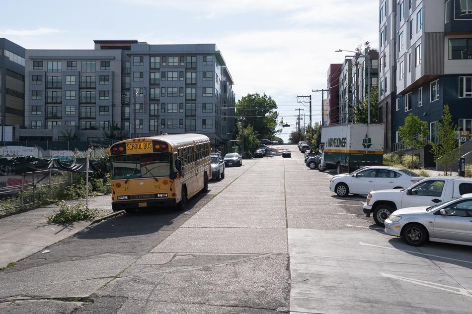 School Bus Uphill Road