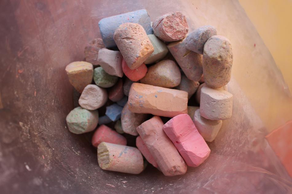 colored chalk in a box