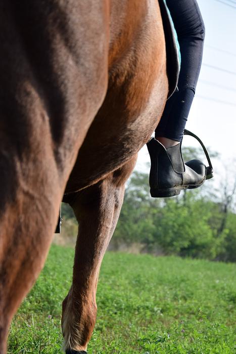 the foot of a man on a horse