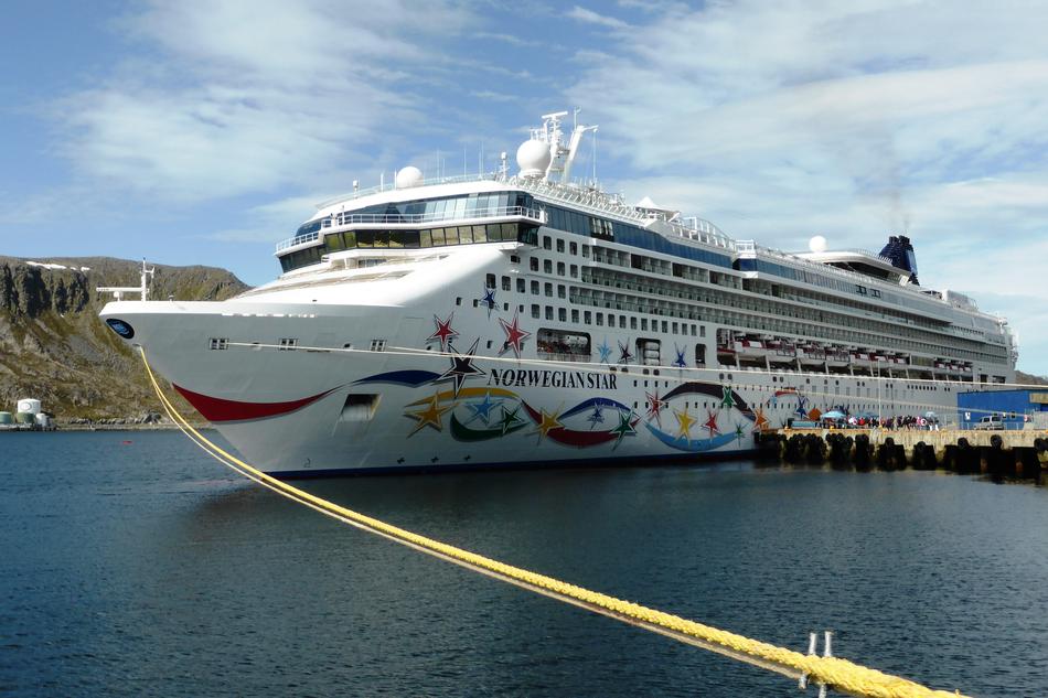 large resort ship in port