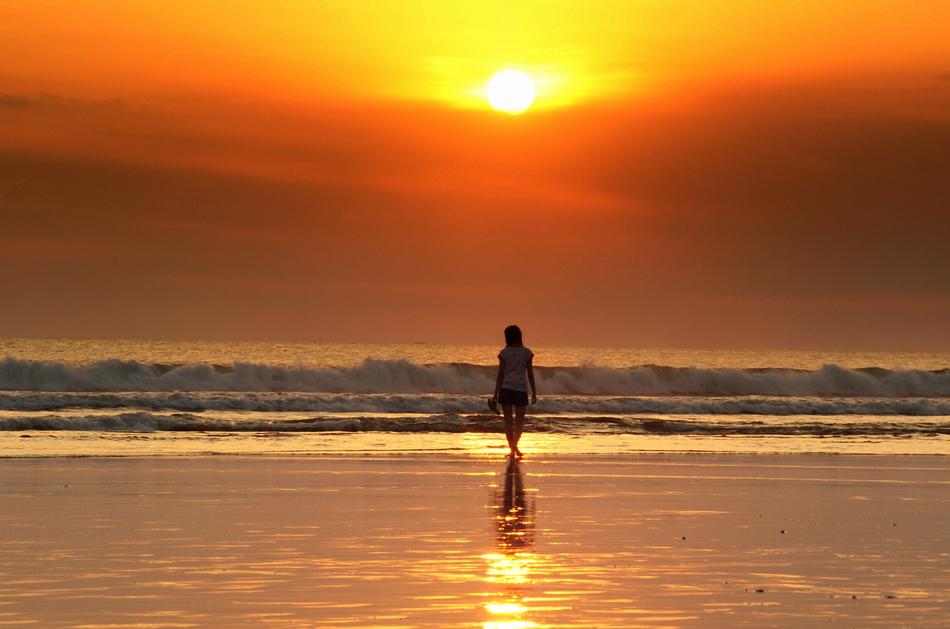 Sunset Woman Beach