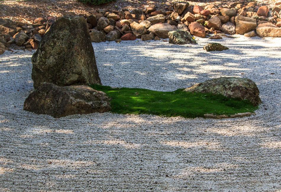 zen stones with moss