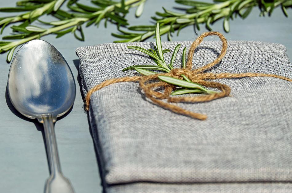 Spoon and napkin on the dinner table