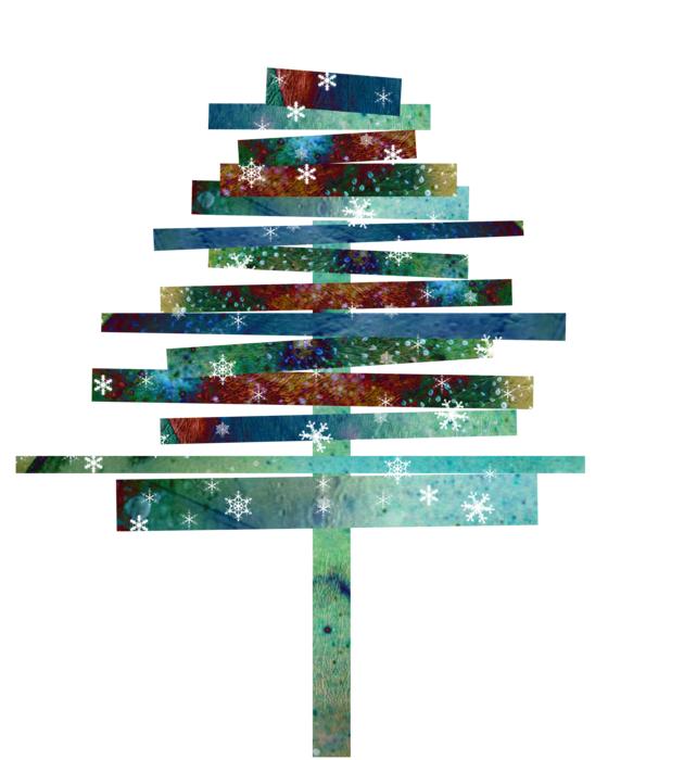 wooden Christmas tree with snowflakes