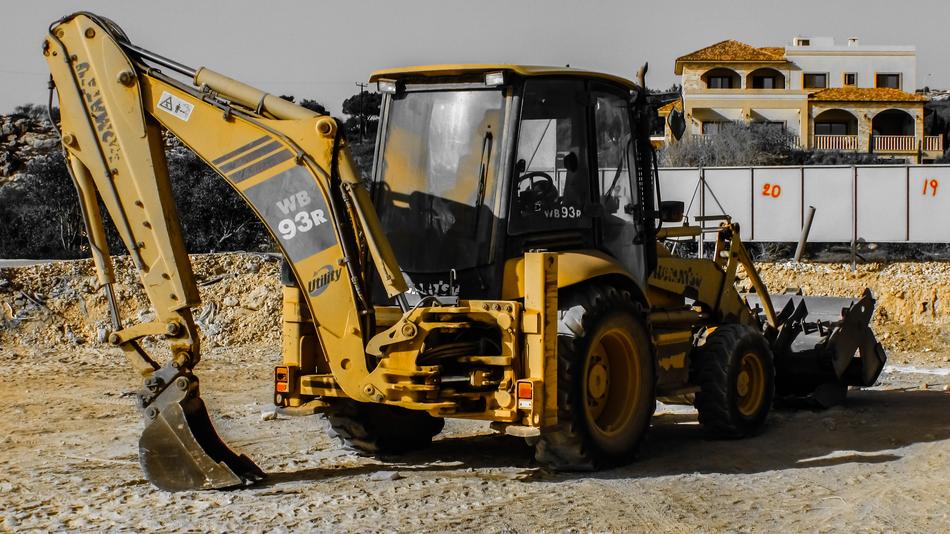 yellow construction machines