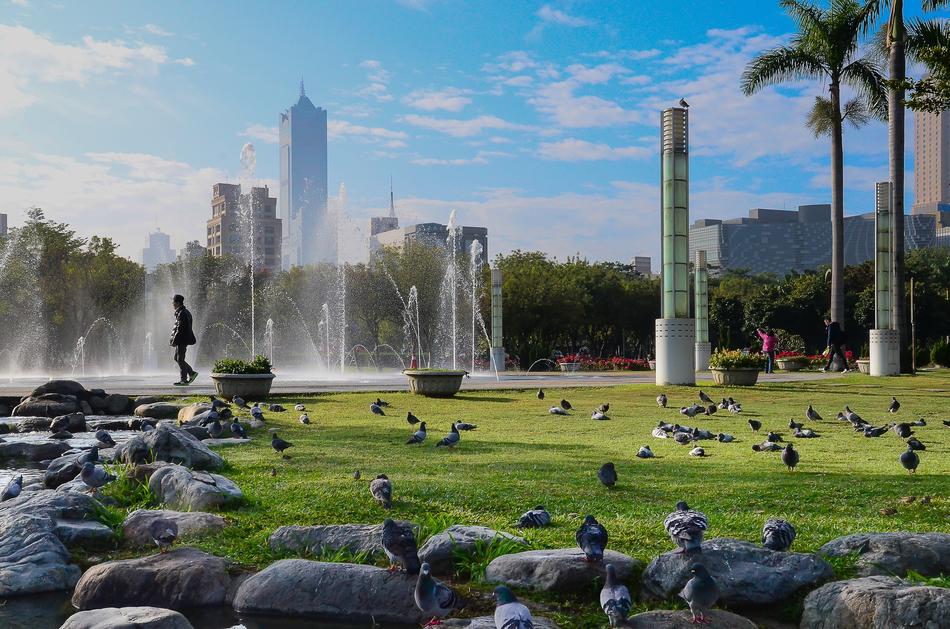 Fountains decorated with stones