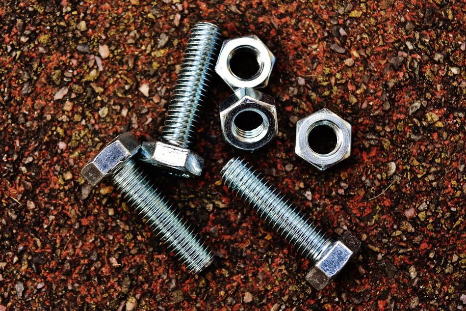 hex bolts in the sand
