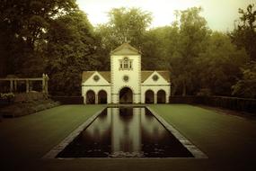 old house with swimming pool landscape