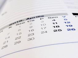 color calendar in a paper book