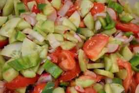 chopped vegetables for the salad